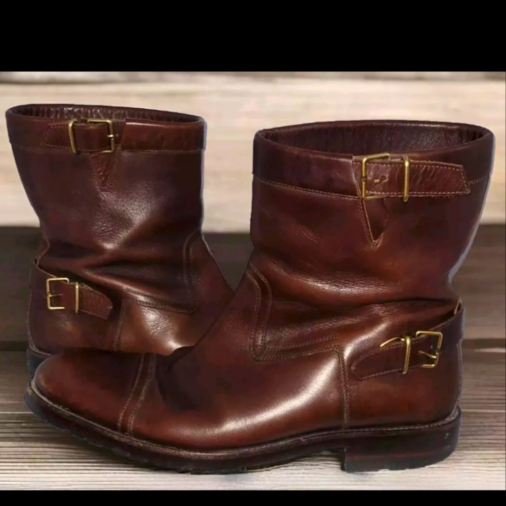 Gucci Original Leather Buckle Brown Boots, Gorgeous Color,  EUC,  Sz 9, Heavy